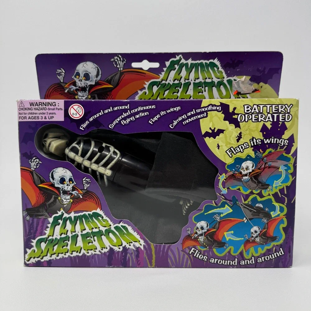 Vintage Flying Skeleton Battery Operated Halloween Decor Flaps Wings Item 912